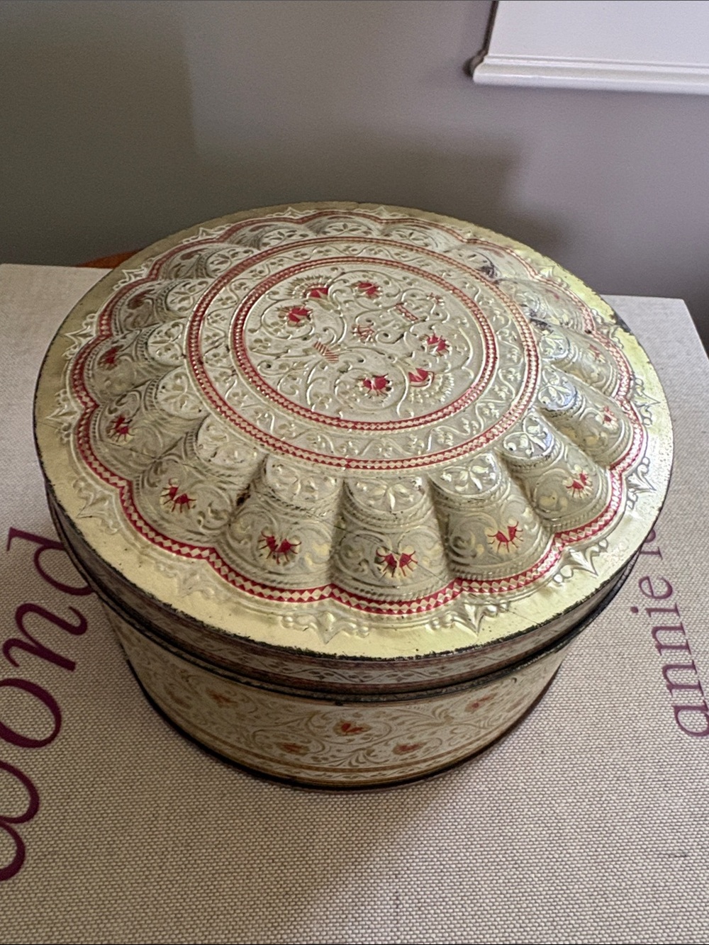 Vintage Embossed Tin Container